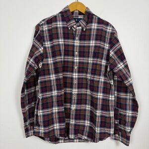 Ralph Lauren Plaid Button Down Shirt Large Classic Fit Cotton Preppy Fall Tartan